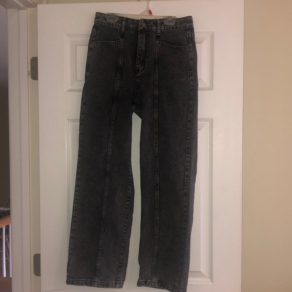 Black/grey straight leg jeans